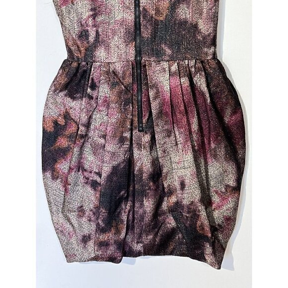 Alice + Olivia Purple Metallic Bubble Hem Marie Tulip Cocktail Prom Dress - Picture 13 of 15